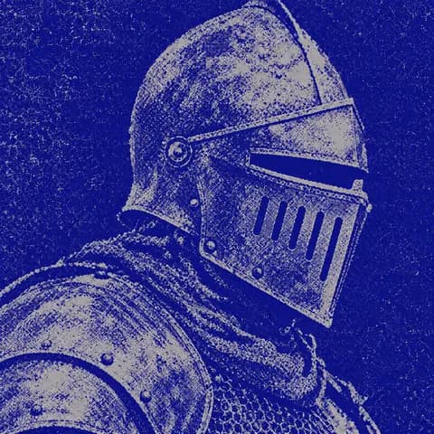 Armoured knight in profile with a closed visor